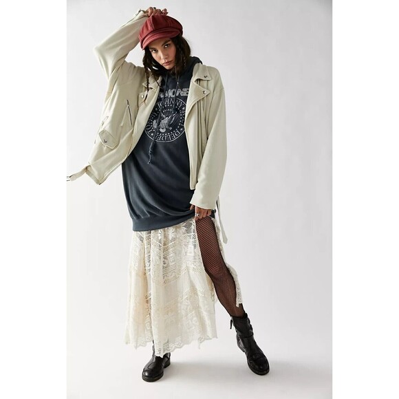 Free People We The Free Rebel Rebel Knit Moto Jacket Top Oversized XS NWD 252748 - Picture 3 of 12